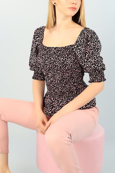 Pudra Gipeli Tasarım Dokuma Bluz 66117
