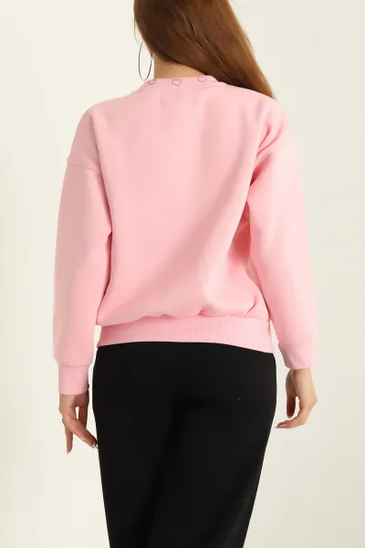 Pudra İçi Şardonlu Nakış Detay Bayan Sweat 293618