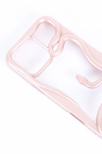 Pudra İPhone 15 Pro Uyumlu Desenli Snake Serisi Sert Slikon Telefon Kılıfı 390770