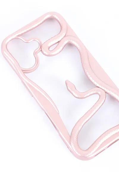 Pudra İPhone 16 Uyumlu Desenli Snake Serisi Sert Slikon Telefon Kılıfı 390776