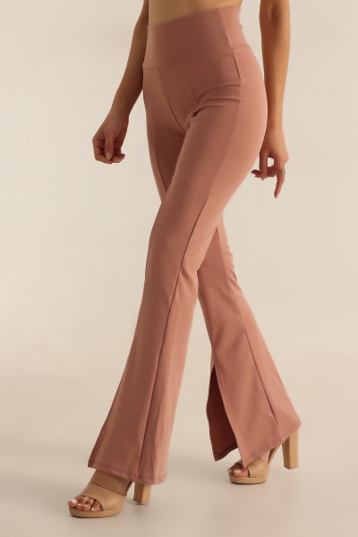 Pudra İspanyol Paça YIrtmaçlı Bayan Pantalon 198824