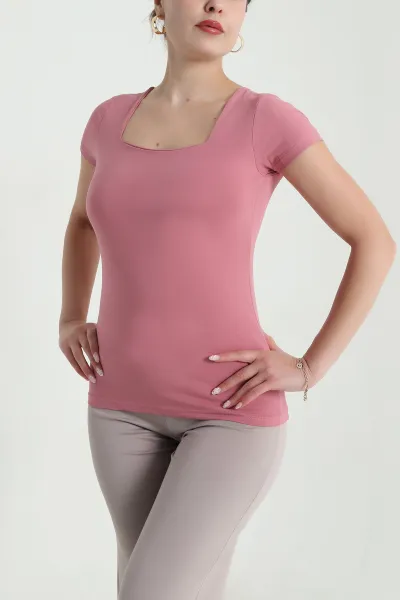 Pudra Kare Yaka Kadın Body 478366