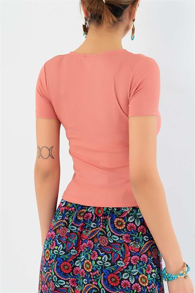 Pudra Kaşkorse Crop Tişört 30427