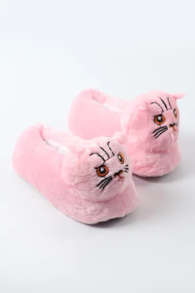 Pudra Kedi Figürlü Peluş Kadın Panduf 490432