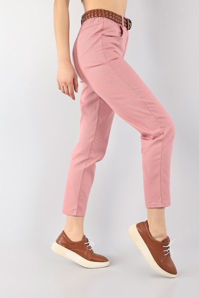 Pudra Kemerli Bayan Gabardin Pantolon 96604