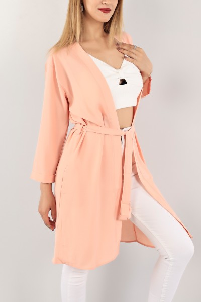 Pudra Kemerli Duble Kol Kimono Hırka 116409