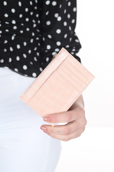 Pudra 1040 Kroko Desen Bozuk Para Hazneli Fermuarlı Kartlık Cüzdan 103988