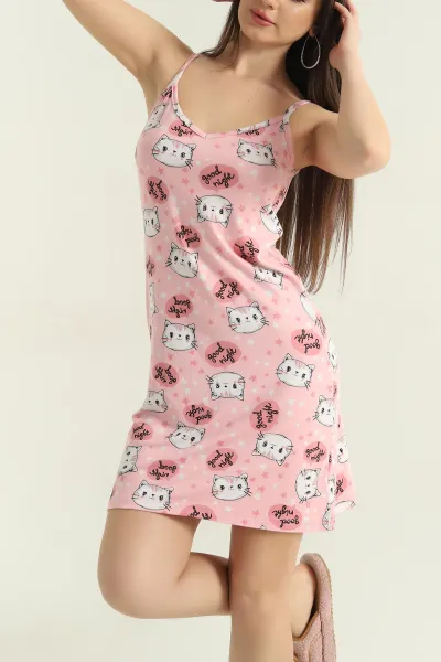 pudra-likrali-desenli-milan-kadin-elbise-pijama-357189