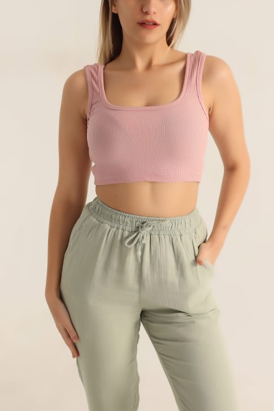Pudra Likralı Fitilli Crop Atlet 180252
