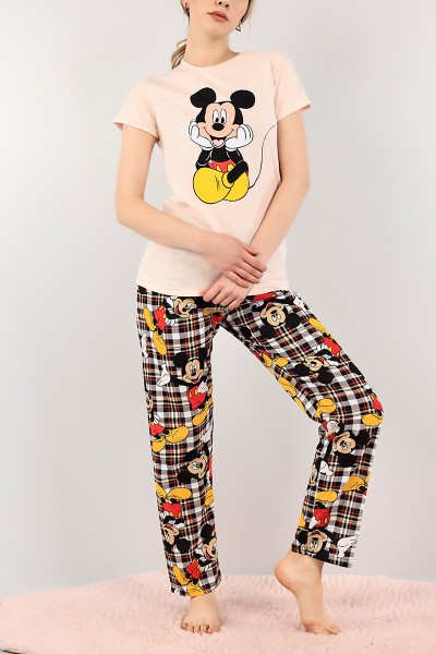 Pudra Mickey Baskılı Pijama Takımı 105024