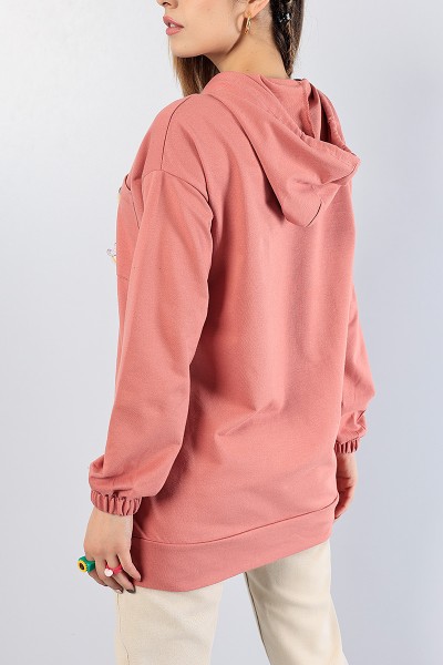 Pudra Nakışlı Sweat Tunik 81203