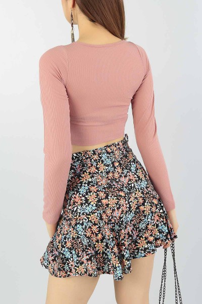 Pudra Önü Büzgülü Kaşkorse Crop T56837