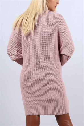Pudra Örgülü Bayan Oversize Kazak 10726B