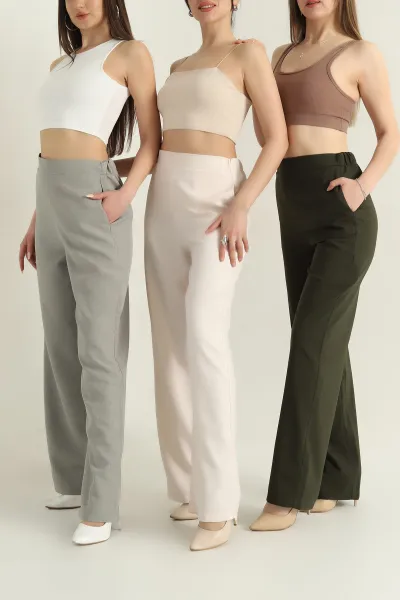 Pudra Palazzo  Poliviskon Kadın Pantolon 355238