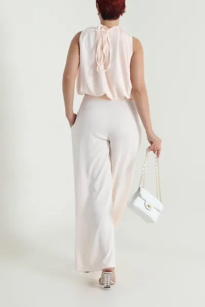Pudra Pantolon Bluz Linda Kadın İkili Takım 484316