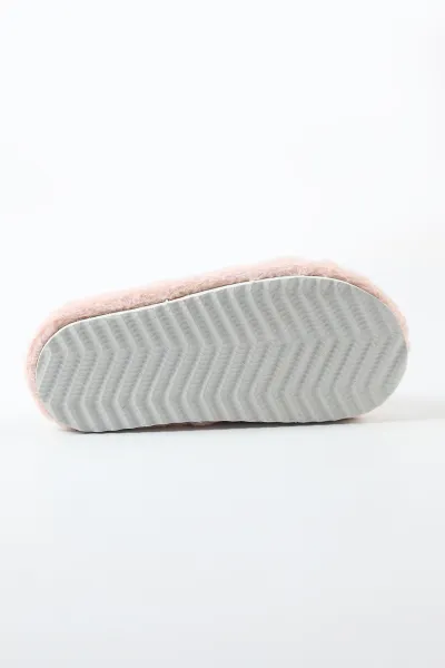 Pudra Peluş Çapraz Bantlı Kadın Ev Terliği 488426