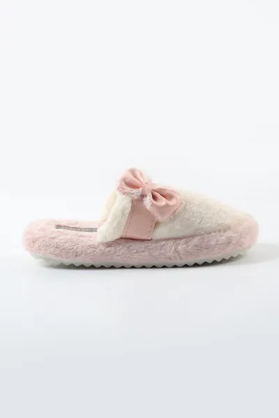 Pudra Peluş Fiyonk Detaylı Kadın Ev Terliği 488416