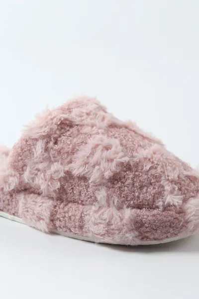 Pudra Peluş Önü Kapalı Kadın Ev Terliği 490911