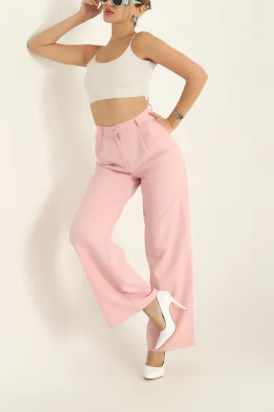 Pudra Pileli Palazzo Bayan Pantalon 196241