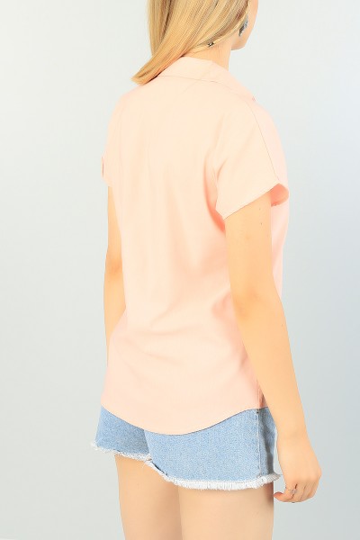 Pudra Poplin Kumaş Bayan Gömlek 73363