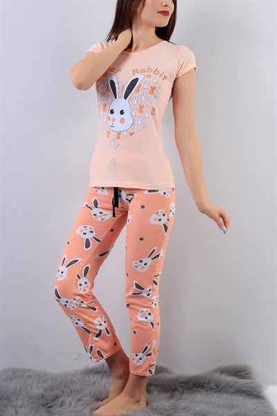 Pudra Resimli Bayan Pijama Takımı 15871B