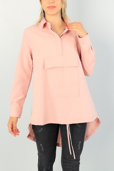 Pudra Sıkmalı Tasarım Poplin Tunik 70942