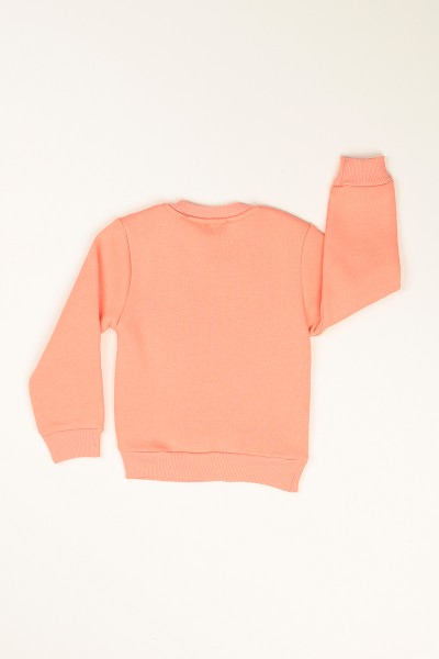 Pudra Sim Baskılı İçi Şardonlu Kız Çocuk Sweat 77535
