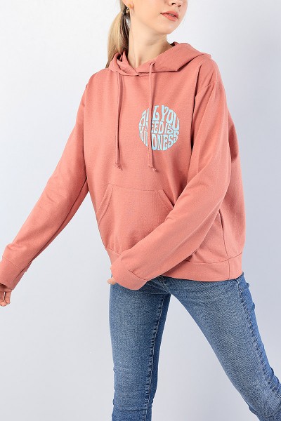 Pudra Sırt Baskılı Bayan Sweat 76195