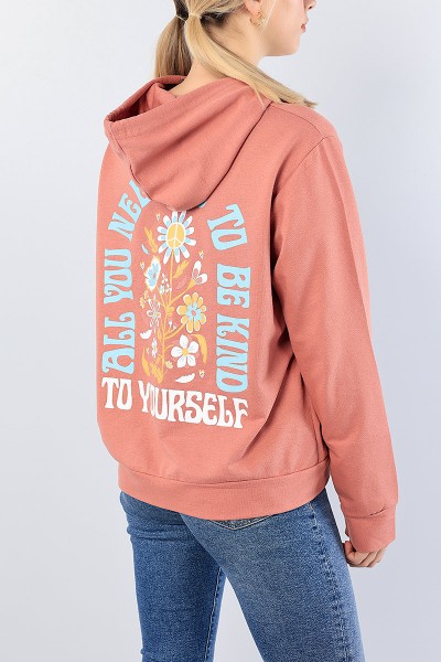 Pudra Sırt Baskılı Bayan Sweat 76195