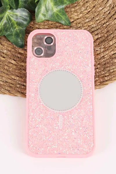 Pudra TeknoCase İPhone 11 Uyumlu Mirror Diamond Case Serisi Aynalı Sert Silikon Telefon Kılıfı 458472