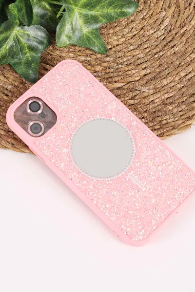 Pudra TeknoCase İPhone 11 Uyumlu Mirror Diamond Case Serisi Aynalı Sert Silikon Telefon Kılıfı 458472