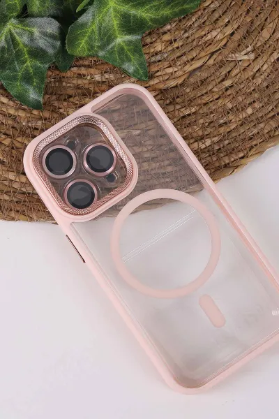 Pudra TeknoCase İPhone 14 Pro Uyumlu Clear Lüx Case Serisi Lens Hediyeli Sert Silikon Telefon Kılıfı 430703