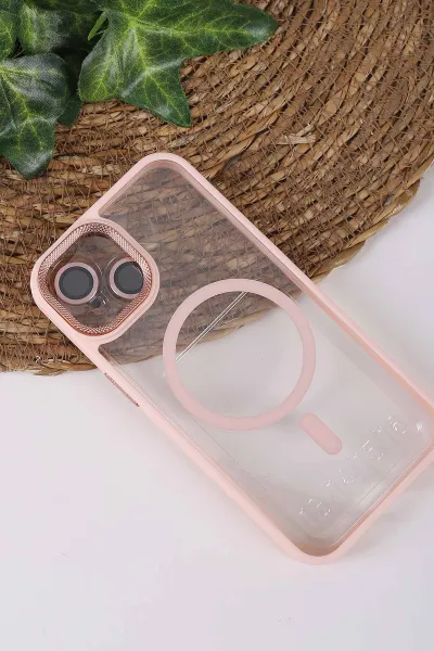 Pudra TeknoCase İPhone 14 Uyumlu Clear Lüx Case Serisi Lens Hediyeli Sert Silikon Telefon Kılıfı 430697