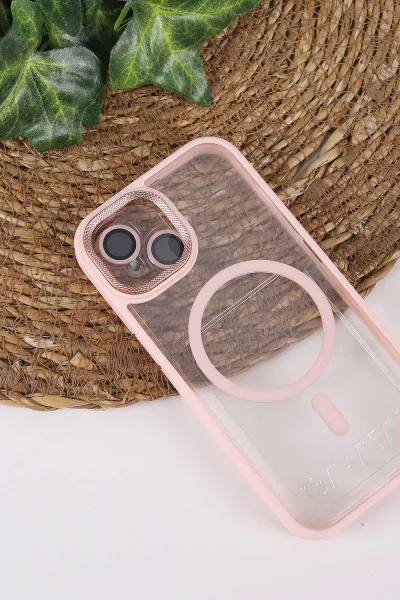 Pudra TeknoCase İPhone 15 Uyumlu Clear Lüx Case Serisi Lens Hediyeli Sert Silikon Telefon Kılıfı 430718