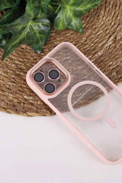 Pudra TeknoCase İPhone 16 Pro Max Uyumlu Clear Lüx Case Serisi Lens Hediyeli Sert Silikon Telefon Kılıfı 430744