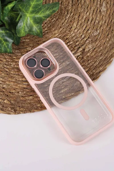 Pudra TeknoCase İPhone 16 Pro Uyumlu Clear Lüx Case Serisi Lens Hediyeli Sert Silikon Telefon Kılıfı 430736
