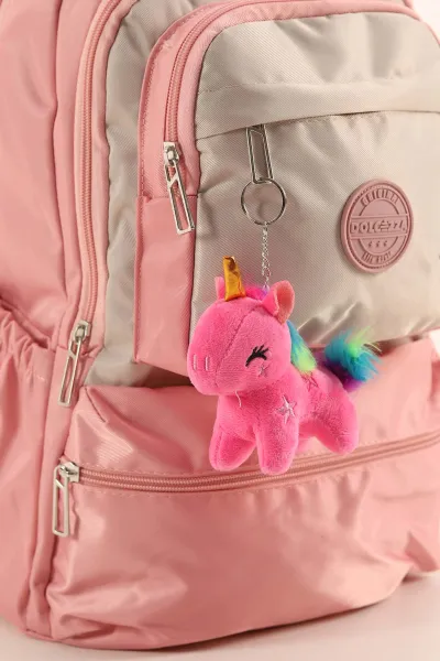 Pudra Unicorn Aksesuarlı Bol Gözlü Sırt Çantası 388618