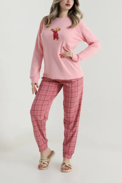 Pudra Uzun Kollu İnterlok Kadın Pijama Takımı 499826