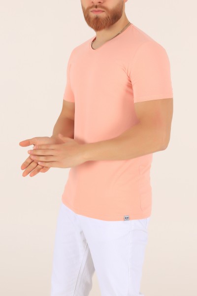 Pudra V Yaka Basic Erkek Tişört 169566