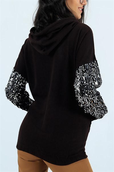 Pul İşlemeli Acı Kahve Bayan Sweat 24634B
