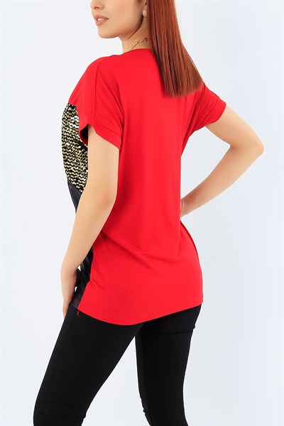 Pul Payet Kırmızı Bluz 31130