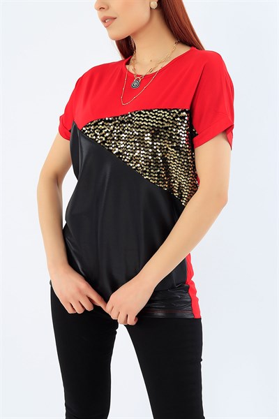 Pul Payet Kırmızı Bluz 31130