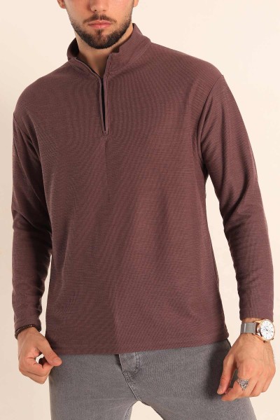 Relaxed Fit Balıkçı Yaka Fermuarlı Erkek Sweat 201316