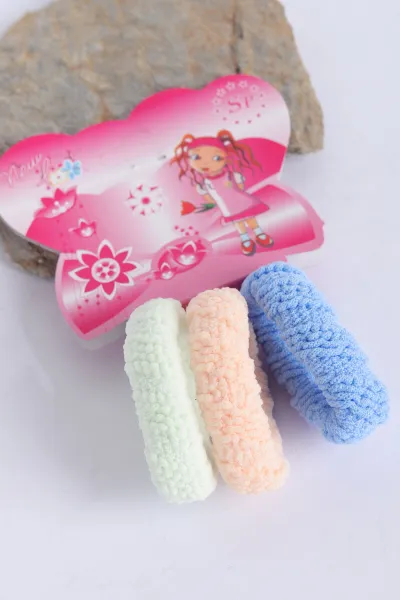 Renkli 3'lü Küçük Boy Lastik Toka 317422