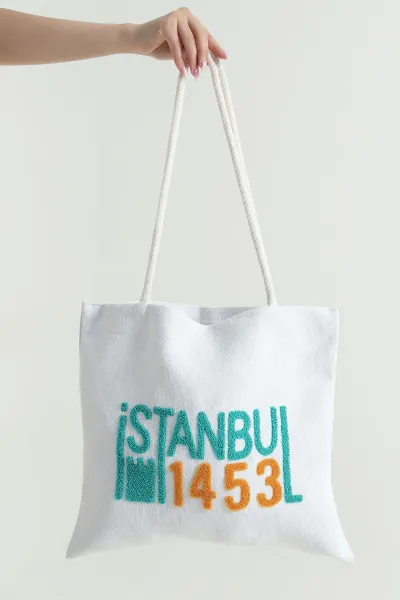 Renkli Baskılı Kadın Plaj Çantası 463697