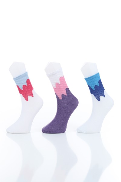 Renkli Bayan Üçlü Soket Çorap 154688