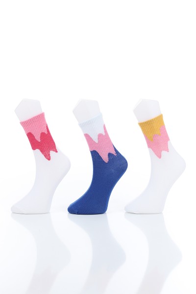 Renkli Bayan Üçlü Soket Çorap 154689