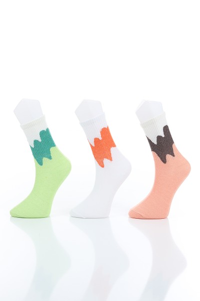 Renkli Bayan Üçlü Soket Çorap 154690
