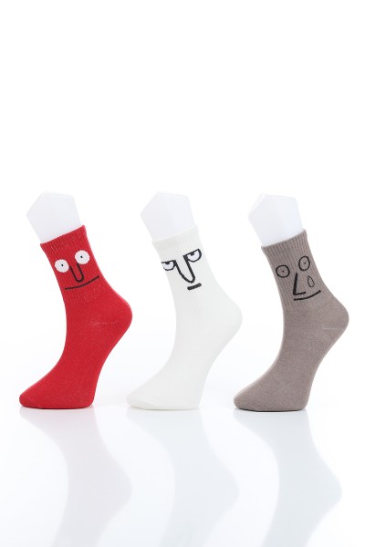 Renkli Bayan Üçlü Soket Çorap 154696