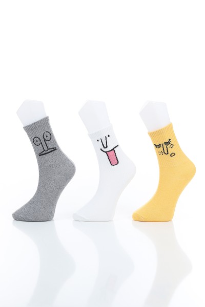 Renkli Bayan Üçlü Soket Çorap 154697